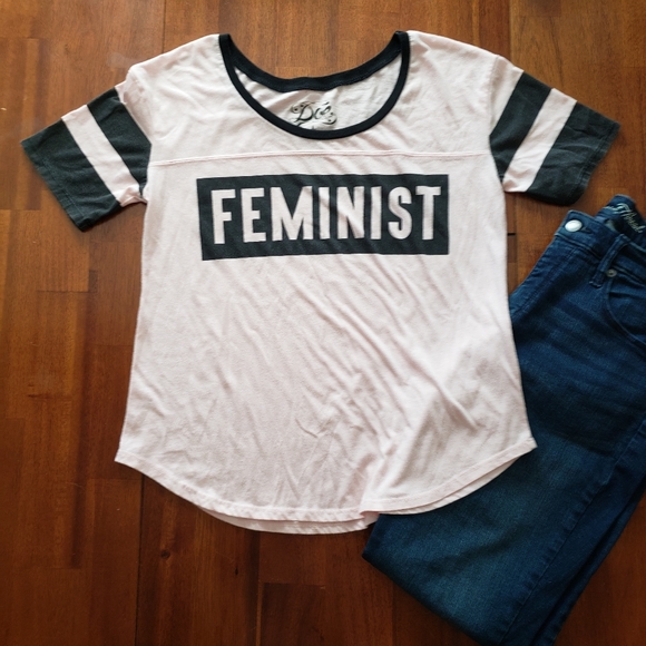 doe Tops - Doe Light Pink and Black "Feminist" Top